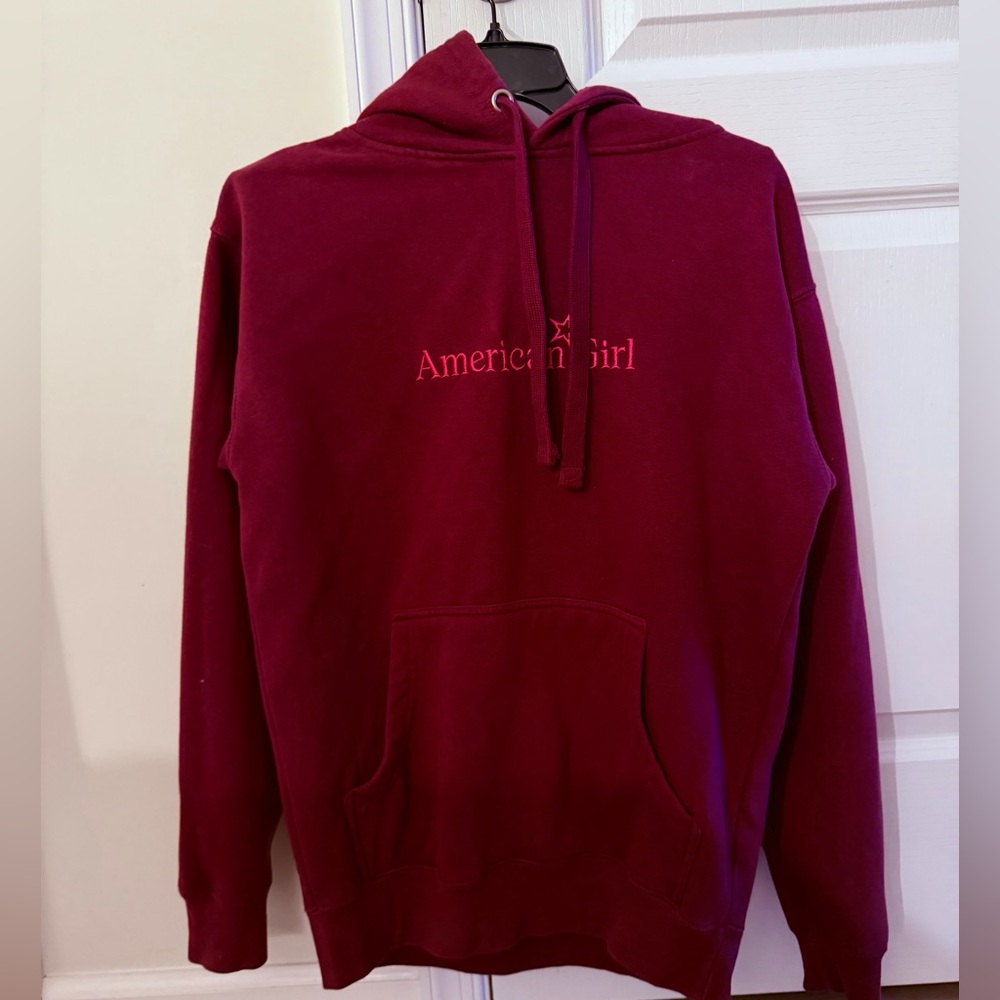 American Girl Burgundy Hoodie, exc cond. Womens size small, fits like XL kids